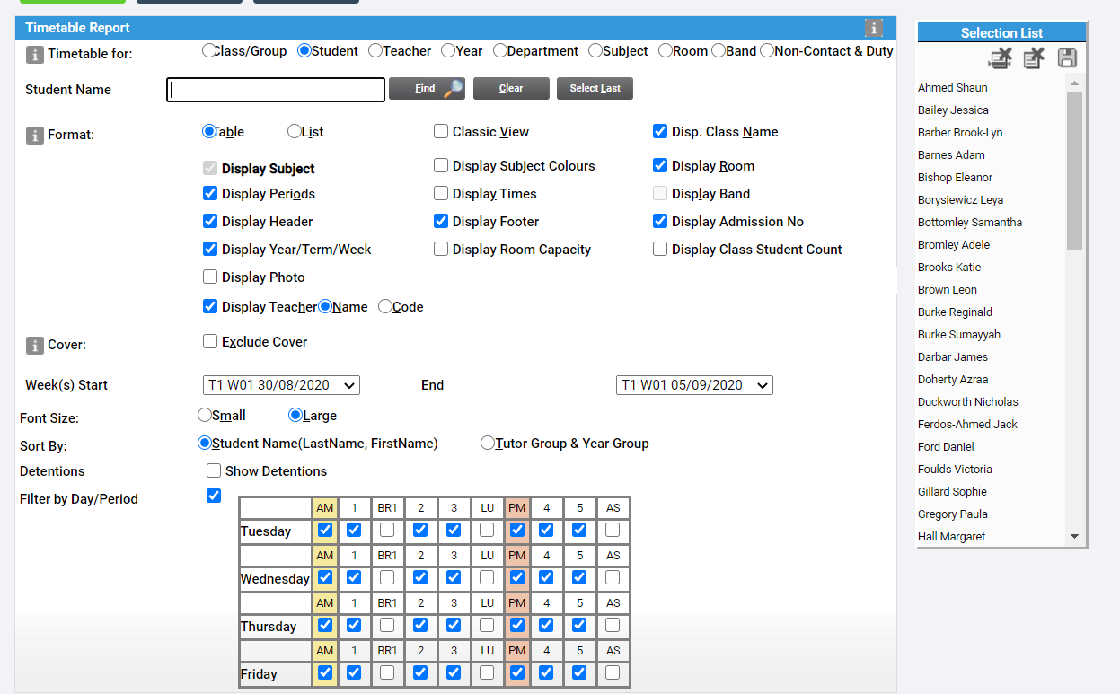 How to Run the Timetable Report for Students – Bromcom
