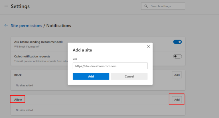How to Allow Notifications on Chrome or Edge – Bromcom – Documentation ...