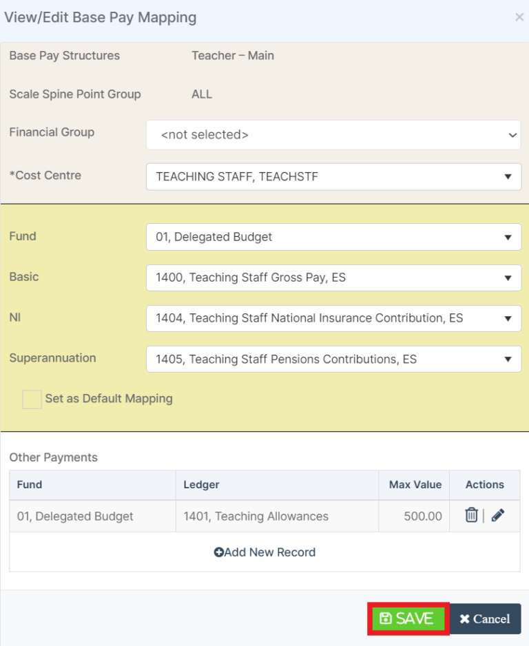 How to Add Base Pay Mapping – Bromcom – Documentation Centre