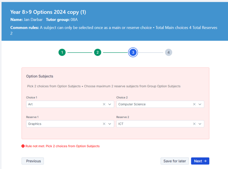 How to use Forms in Options – Bromcom – Documentation Centre